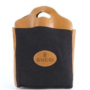 Gucci Old Leather Handbag Tote Bag Navy Brand Women's